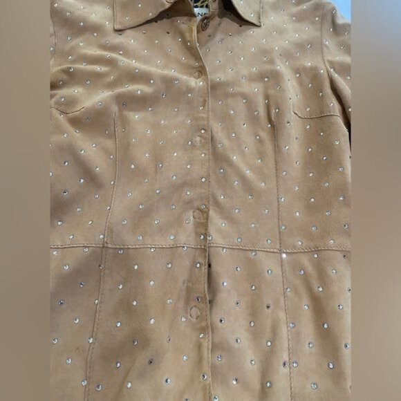 Vintage Dolce & Gabbana Swarovski-Studded Suede Jacket in Tan - Picture 11 of 16